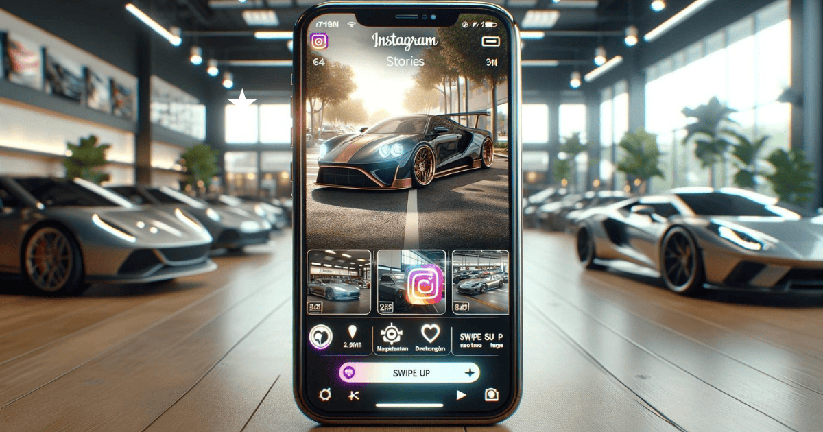 Showcasing an Instagram interface on mobile with a car picture on it.